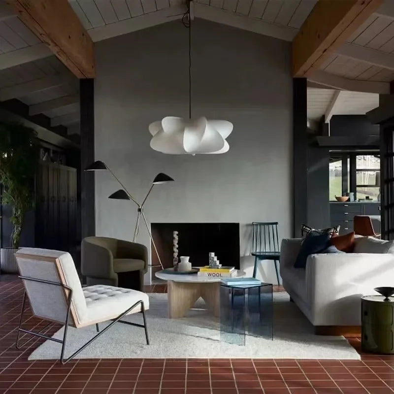 Modern Silk Pendant Light with Sculpted Shade