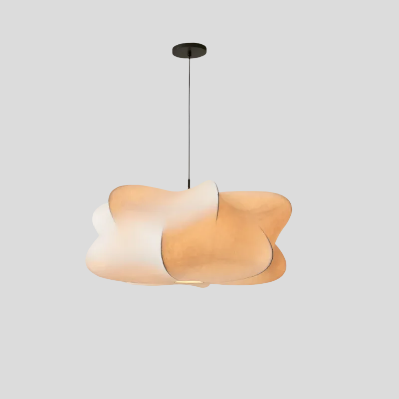 Modern Silk Pendant Light with Sculpted Shade
