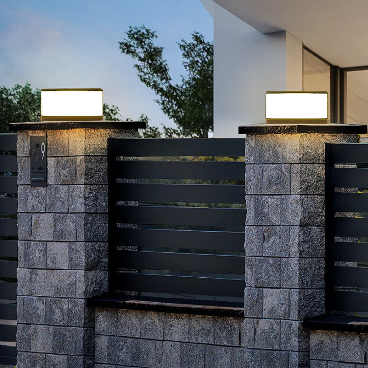 Modern Solar Garden Post Light with Round LED Glow