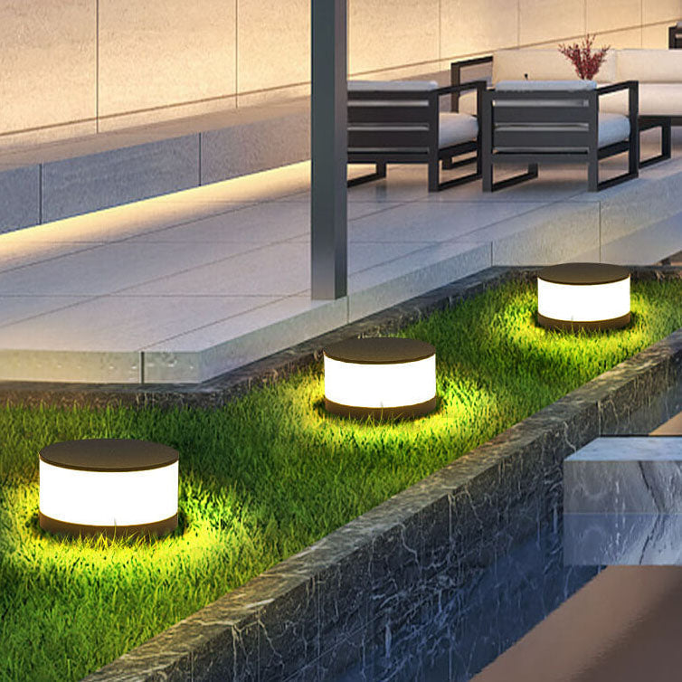 Modern Solar Garden Post Light with Round LED Glow