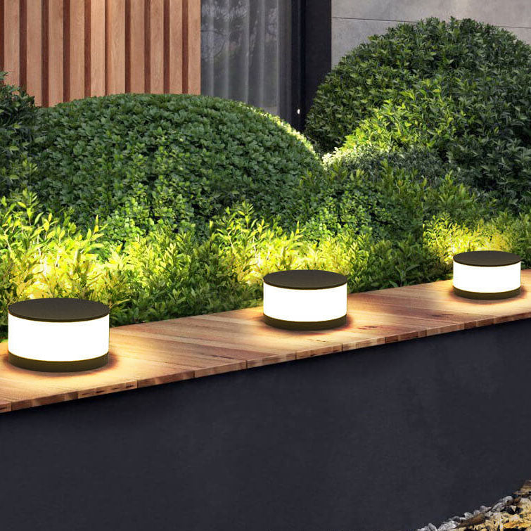 Modern Solar Garden Post Light with Round LED Glow