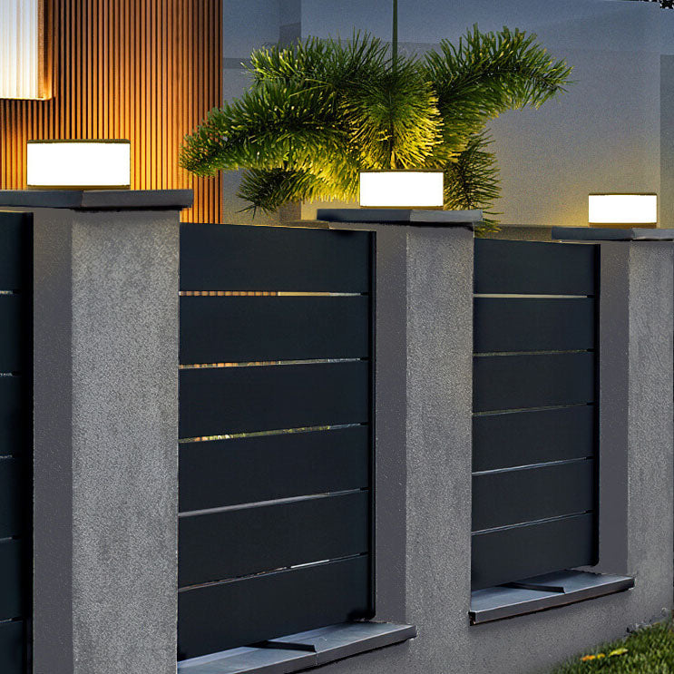 Modern Solar Garden Post Light with Round LED Glow