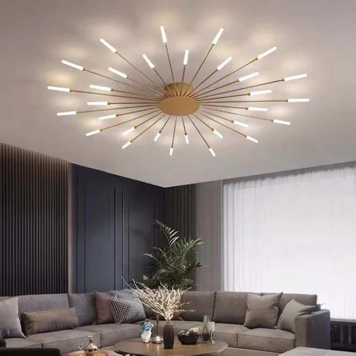 Modern Starburst Chandelier with LED Rod Lights