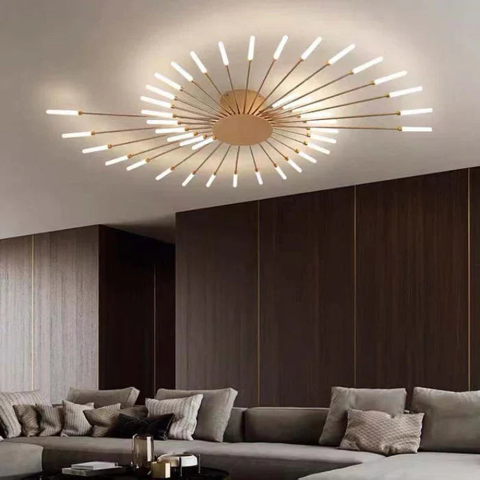 Modern Starburst Chandelier with LED Rod Lights