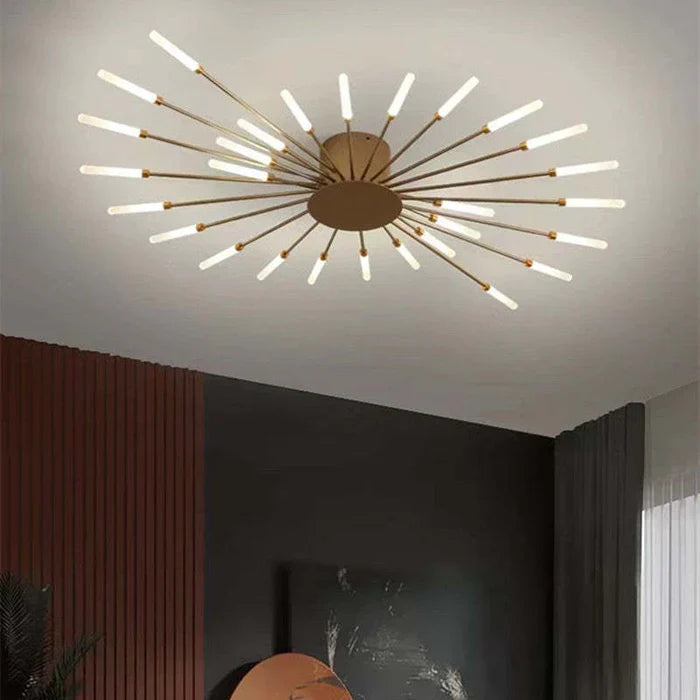 Modern Starburst Chandelier with LED Rod Lights