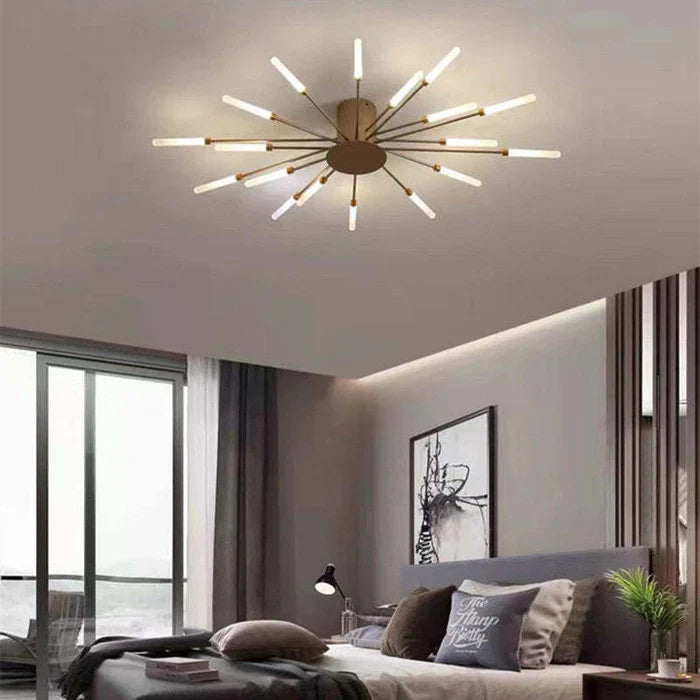 Modern Starburst Chandelier with LED Rod Lights
