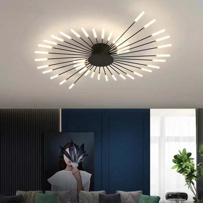 Modern Starburst Chandelier with LED Rod Lights