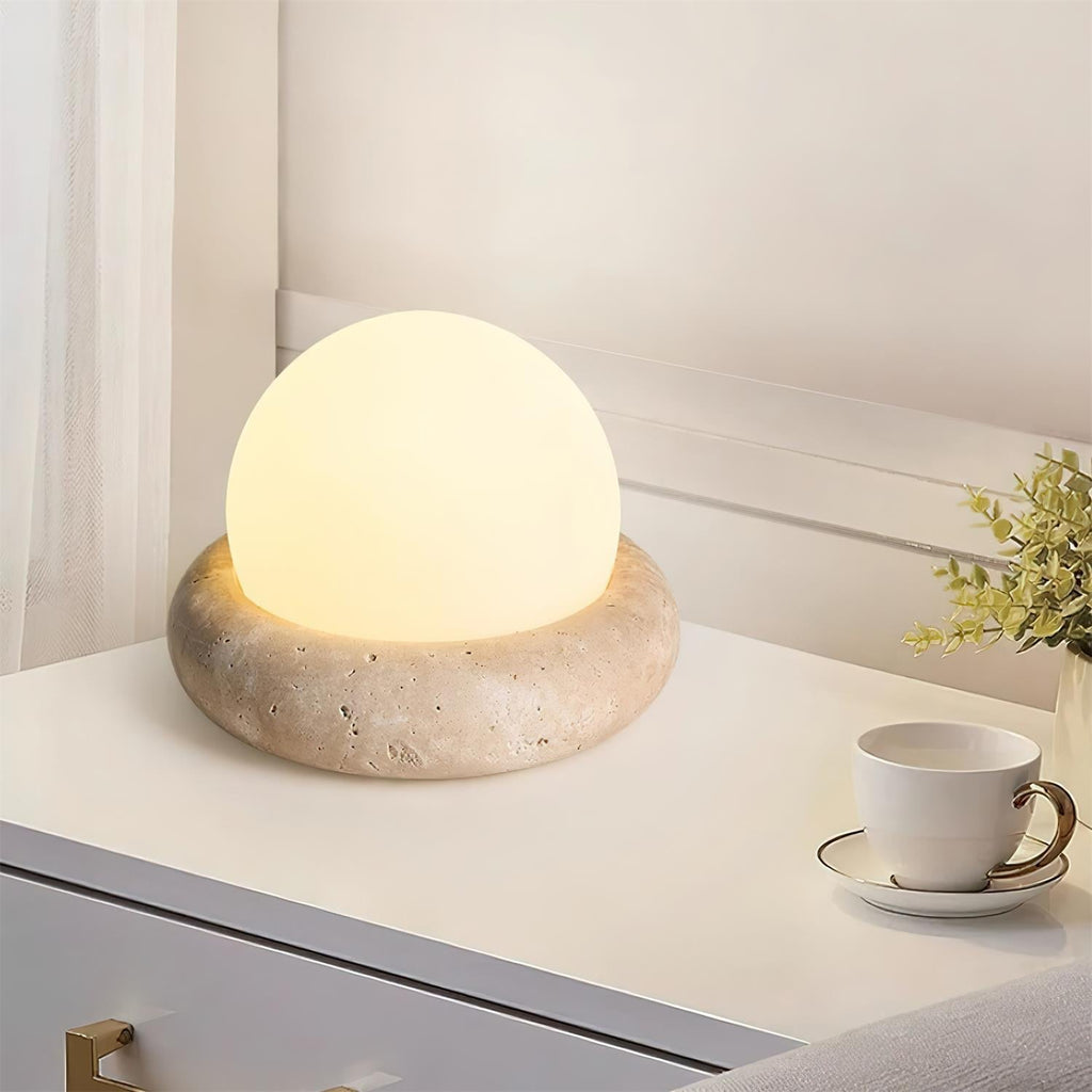 Modern Stone Globe Desk Lamp with LED Light