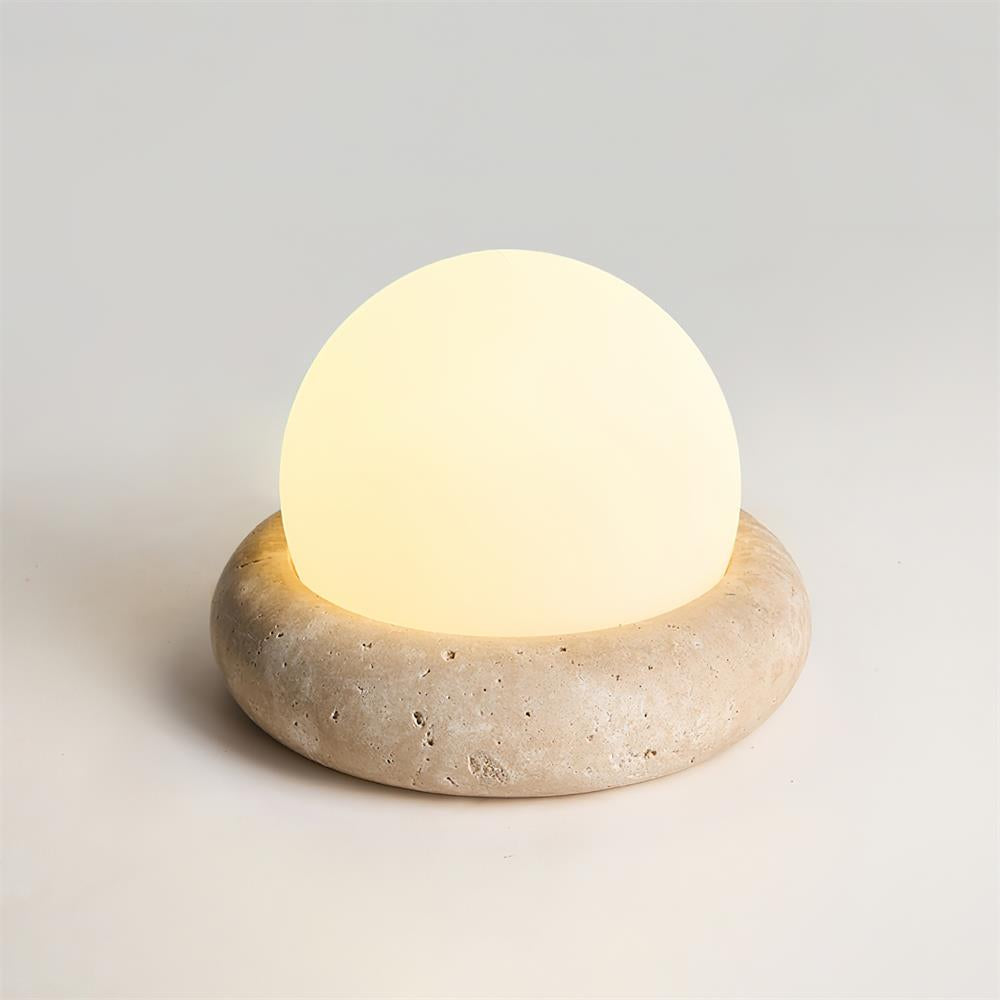 Modern Stone Globe Desk Lamp with LED Light