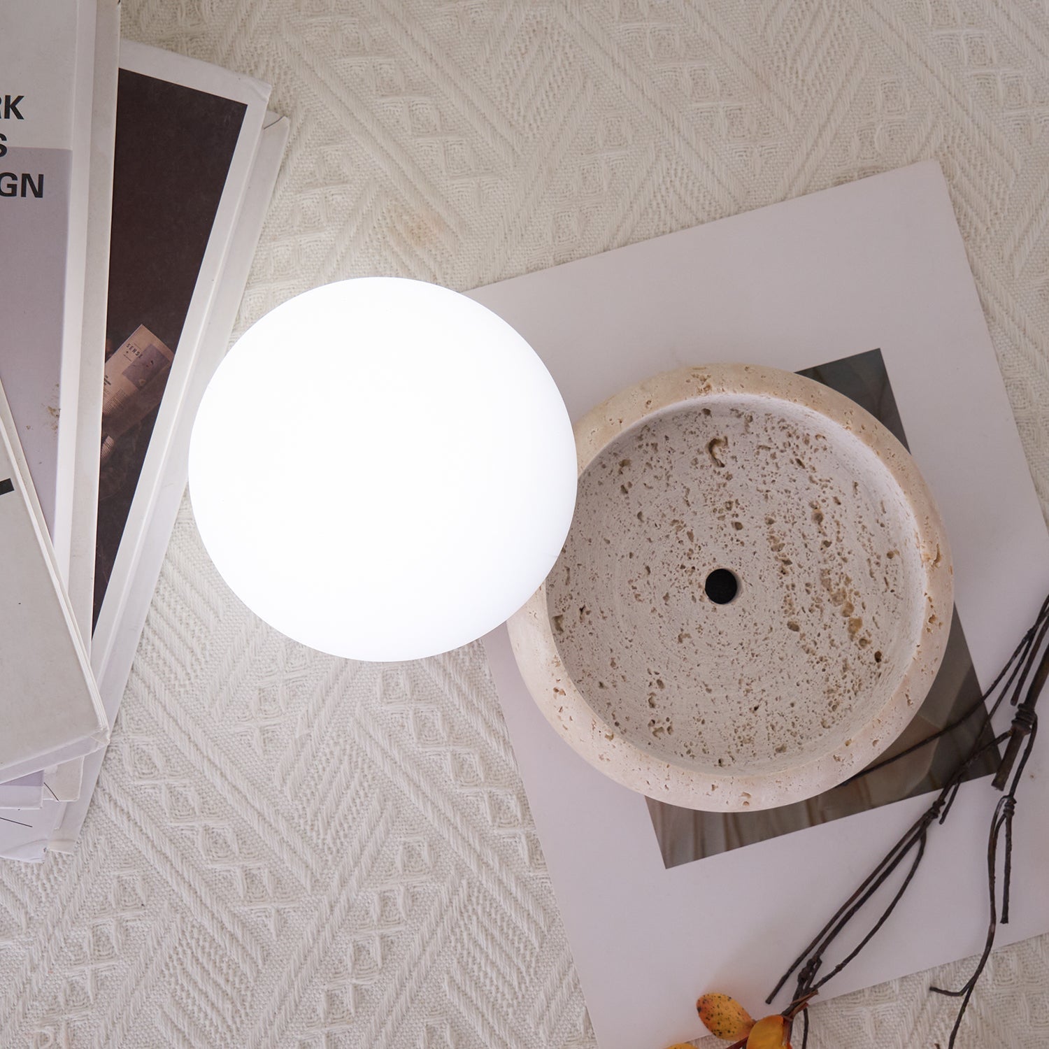 Modern Stone Globe Desk Lamp with LED Light