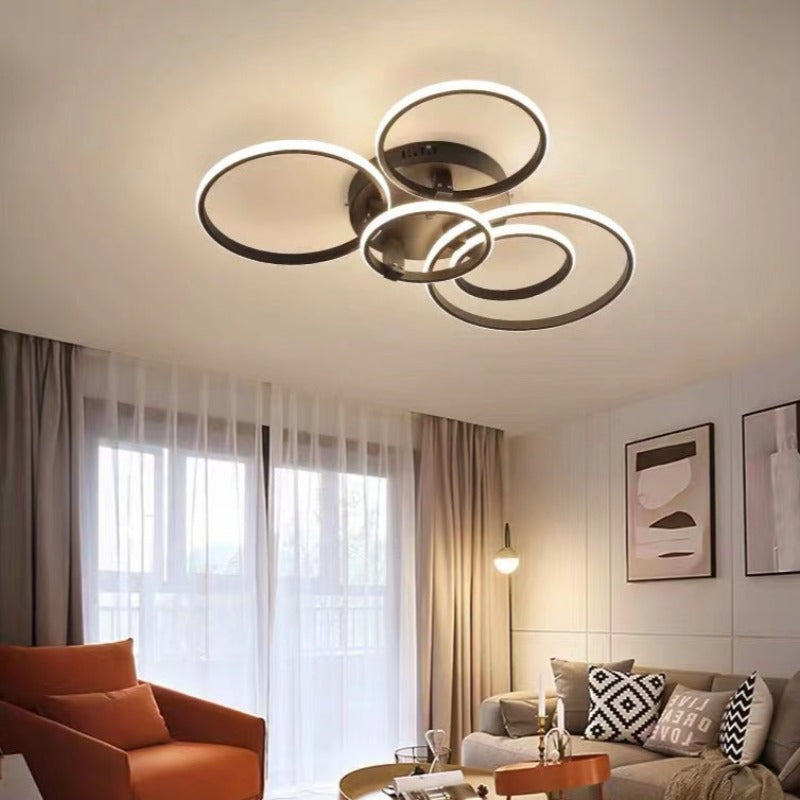 Modern Triple Ring Ceiling Light with LED Halo Design