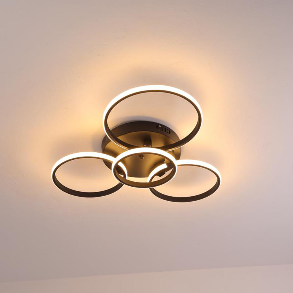 Modern Triple Ring Ceiling Light with LED Halo Design