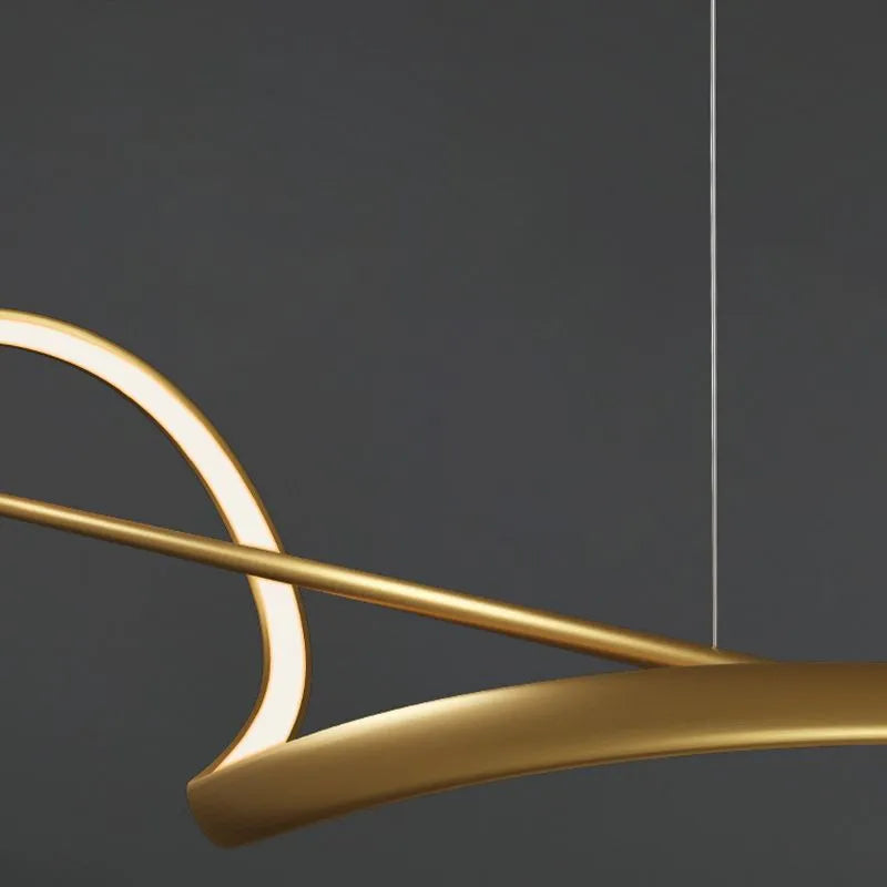 Modern & Minimalist Wave Pendant Light with Floating LED Bar