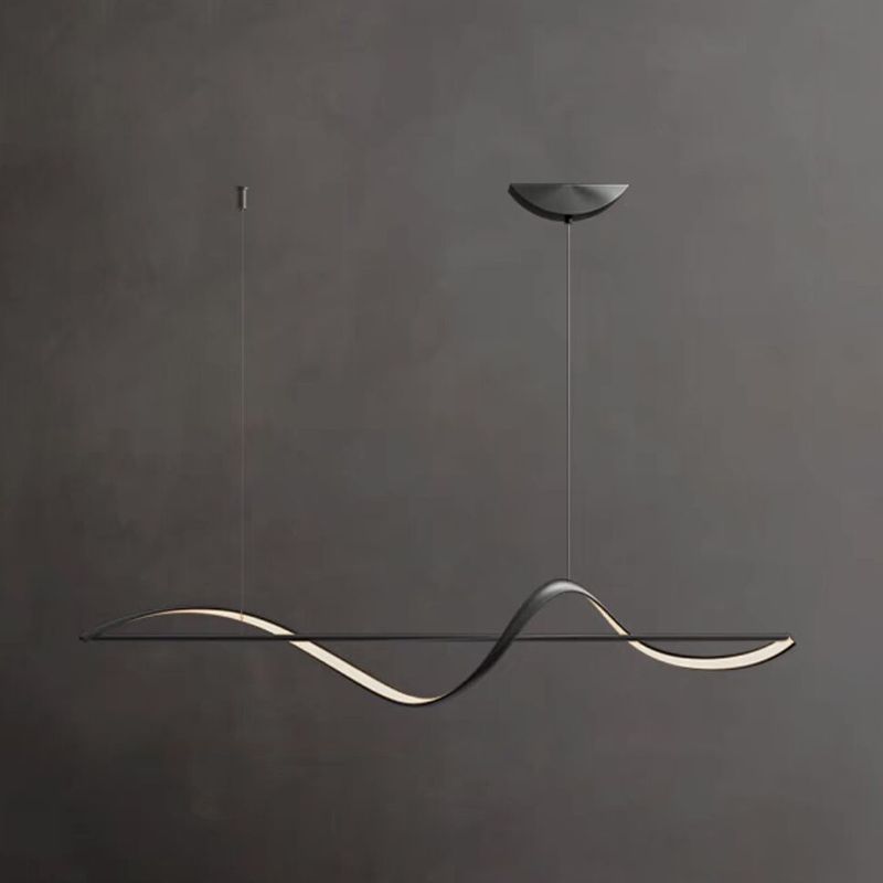 Modern & Minimalist Wave Pendant Light with Floating LED Bar