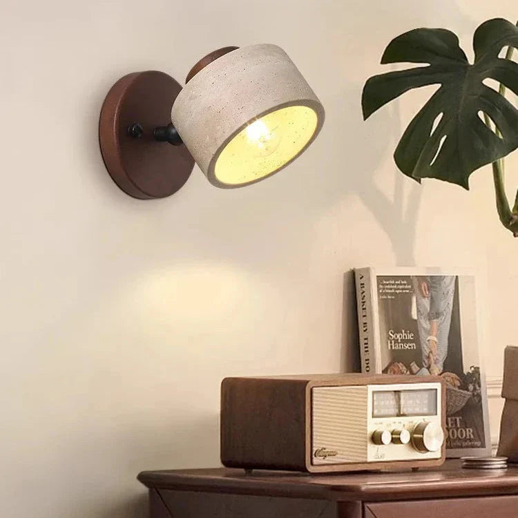 Natural Travertine Cylinder LED Wall Light Sconce