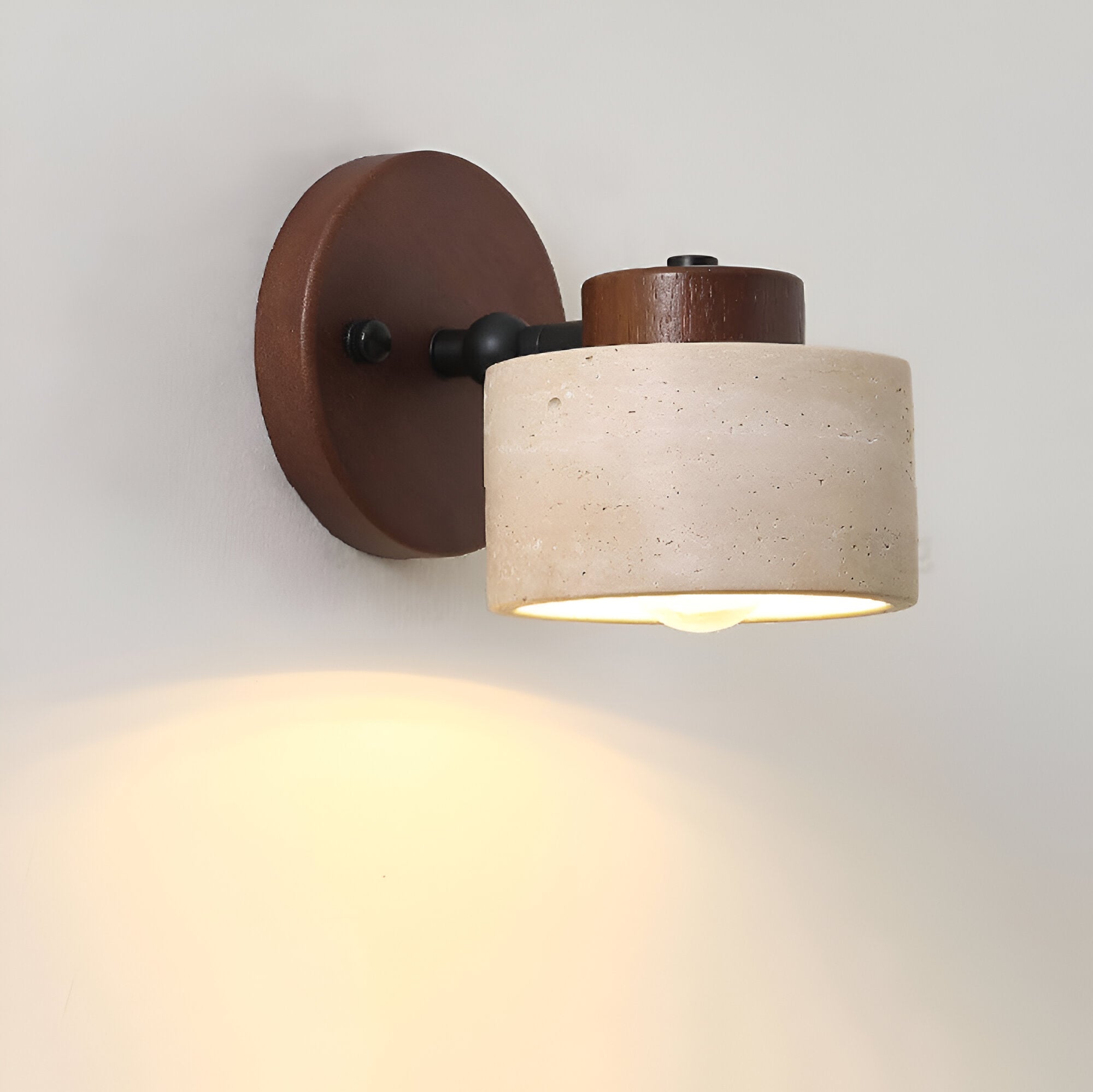 Natural Travertine Cylinder LED Wall Light Sconce