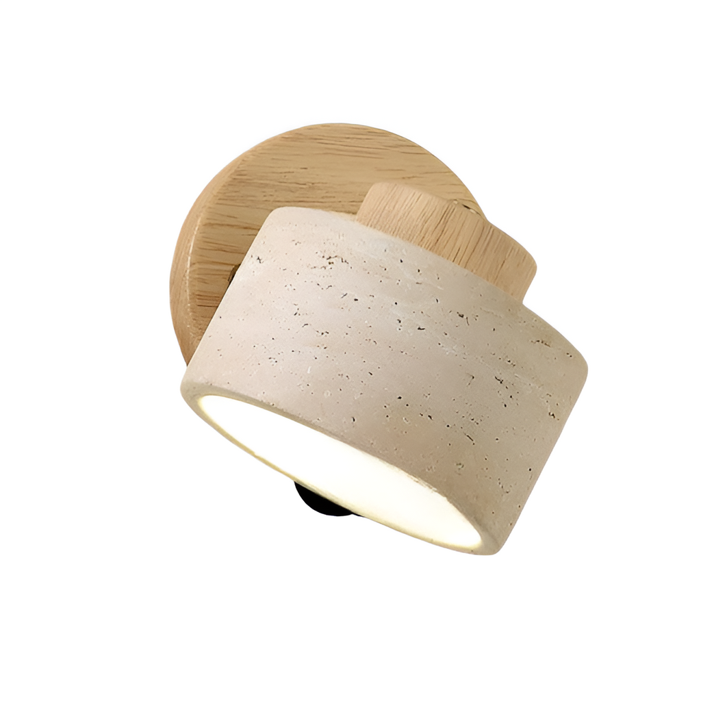 Natural Travertine Cylinder LED Wall Light Sconce