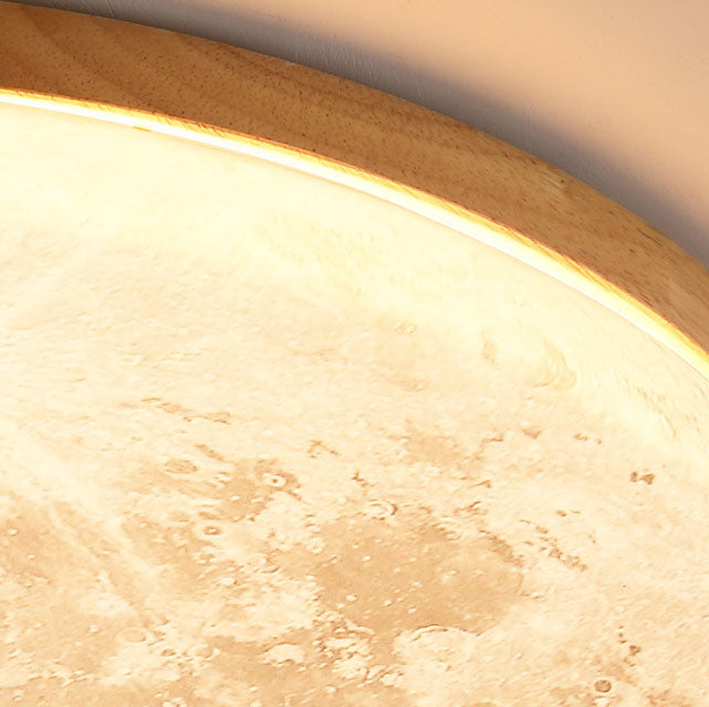Nordic Moon Flush Mount Ceiling Light with Scandinavian Wood Frame