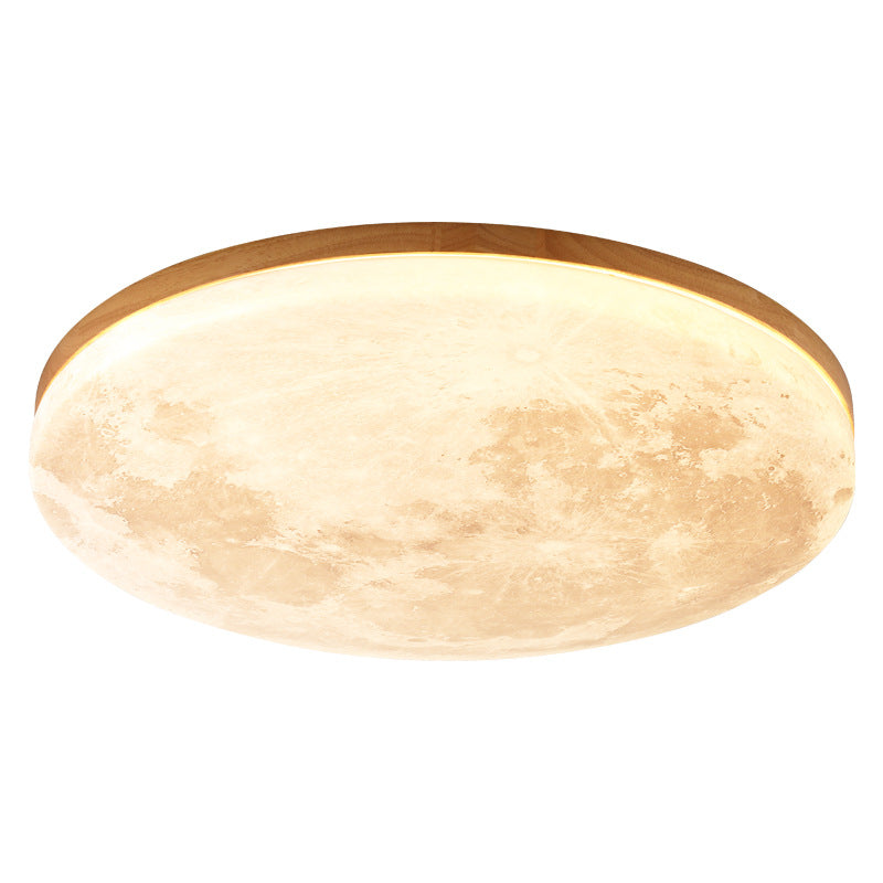 Nordic Moon Flush Mount Ceiling Light with Scandinavian Wood Frame