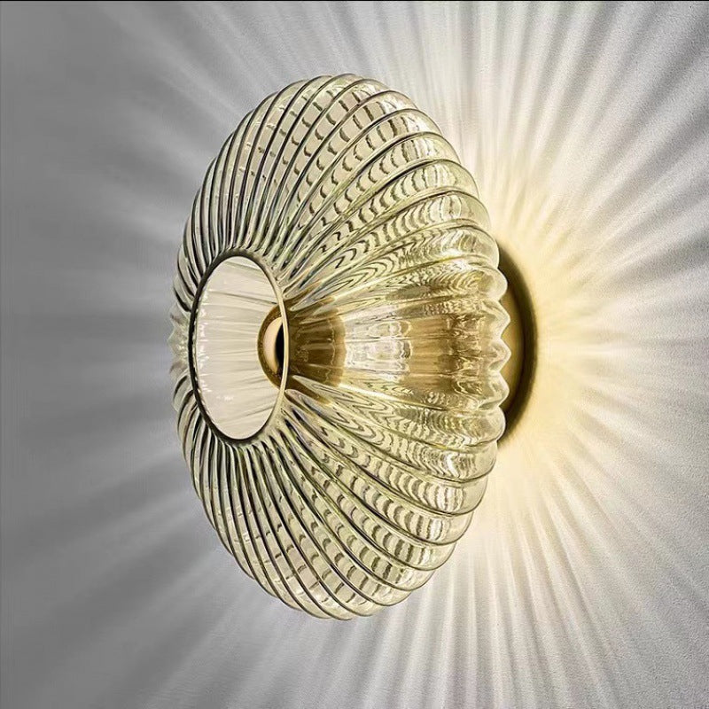 Nordic Ribbed Glass Wall Sconce with Vintage Scandinavian Design