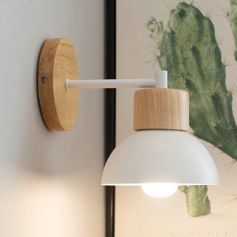Nordic Wood Dome Wall Sconce with Scandinavian Minimalist Design