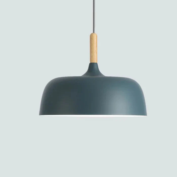Nordic Yellow Pendant Light with Wood Accent