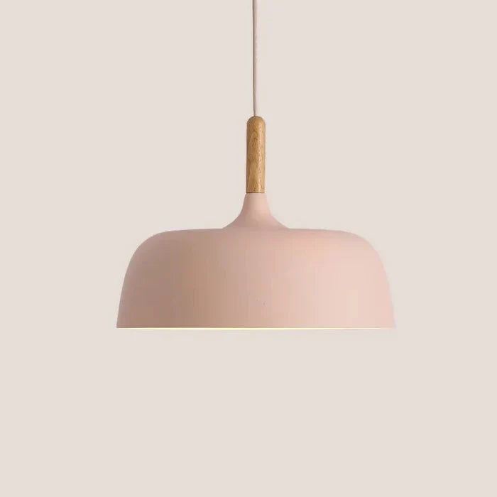 Nordic Yellow Pendant Light with Wood Accent