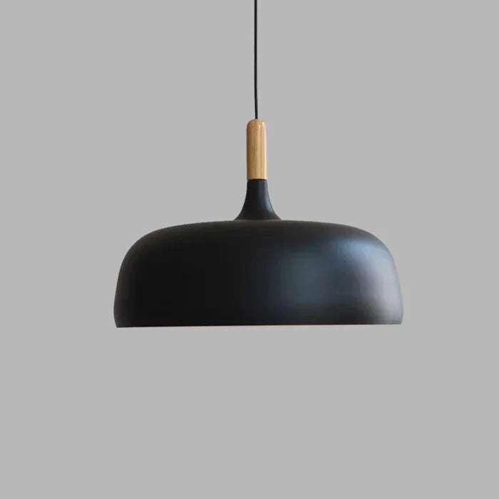 Nordic Yellow Pendant Light with Wood Accent