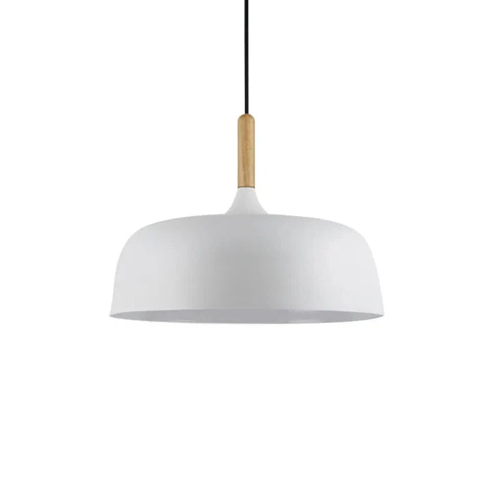 Nordic Yellow Pendant Light with Wood Accent