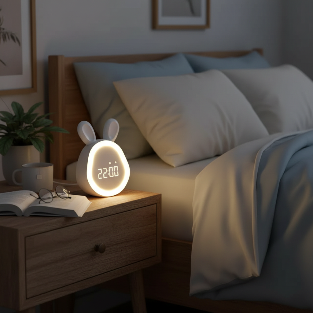 Rabbit Alarm Clock with LED Display and Night Light