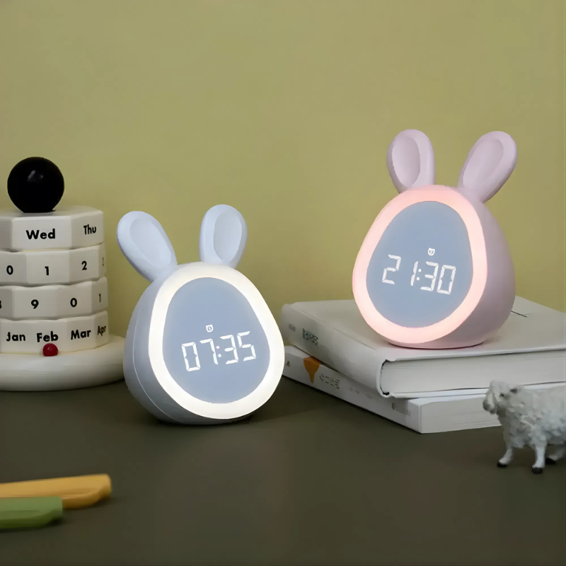 Rabbit Alarm Clock with LED Night Light Design