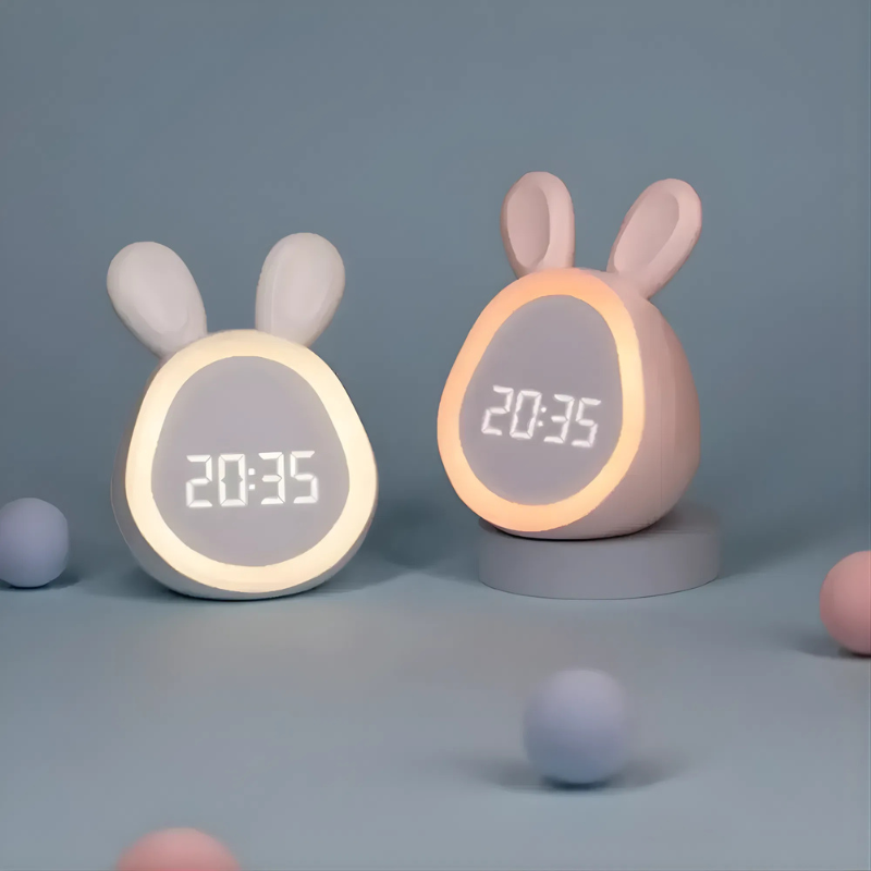 Rabbit Alarm Clock with LED Night Light Design