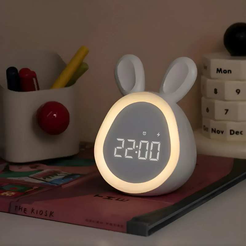 Rabbit Alarm Clock with LED Night Light Design