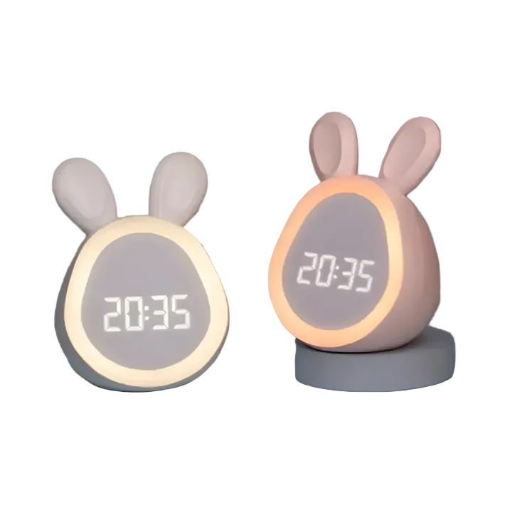Rabbit Alarm Clock with LED Night Light Design