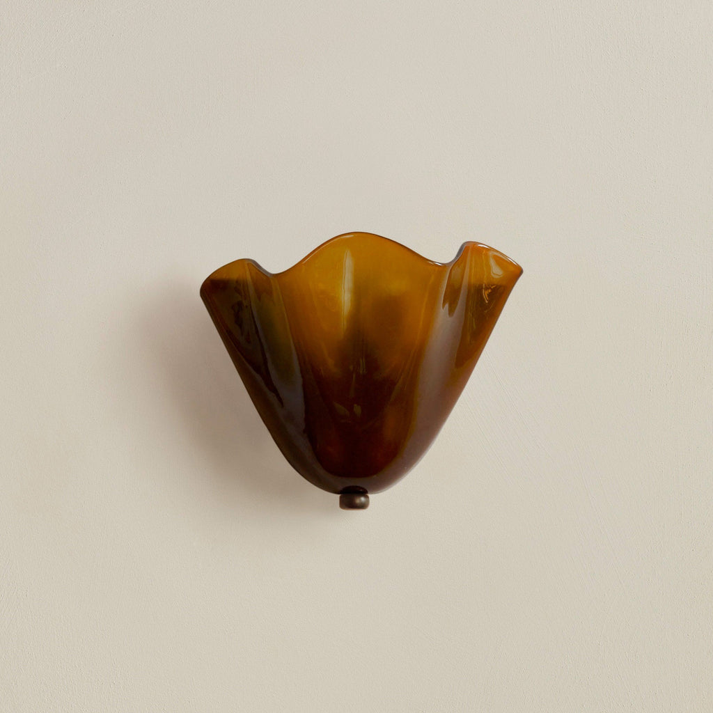Retro Glass Wall Light with Shell Shade Design