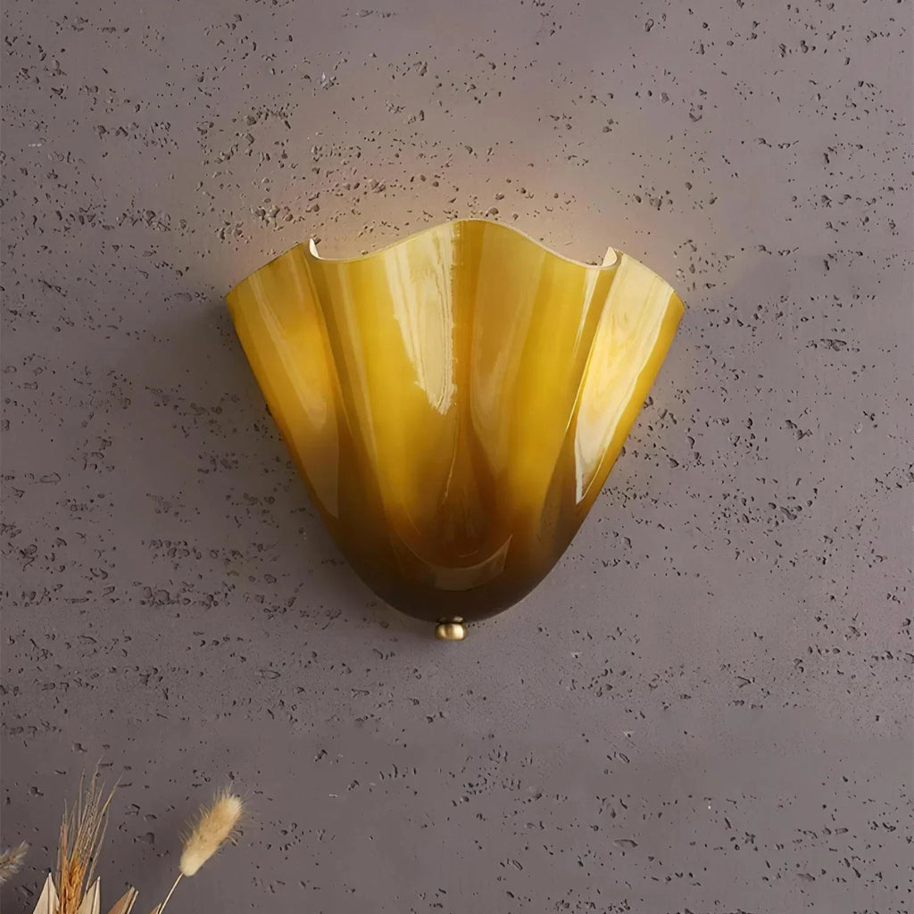 Retro Glass Wall Light with Shell Shade Design