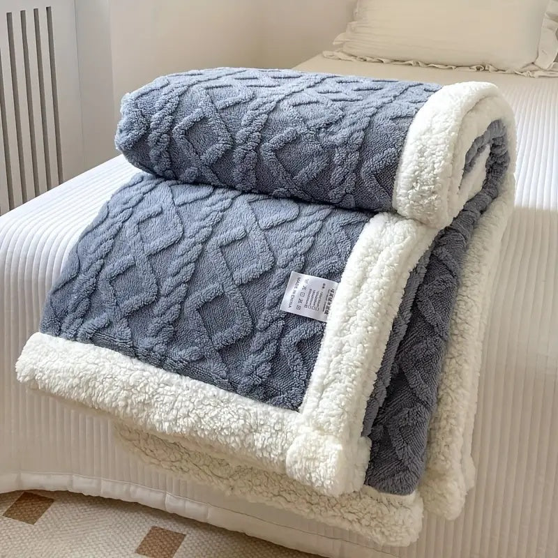Reversible Blanket with Textured Pattern and Fleece