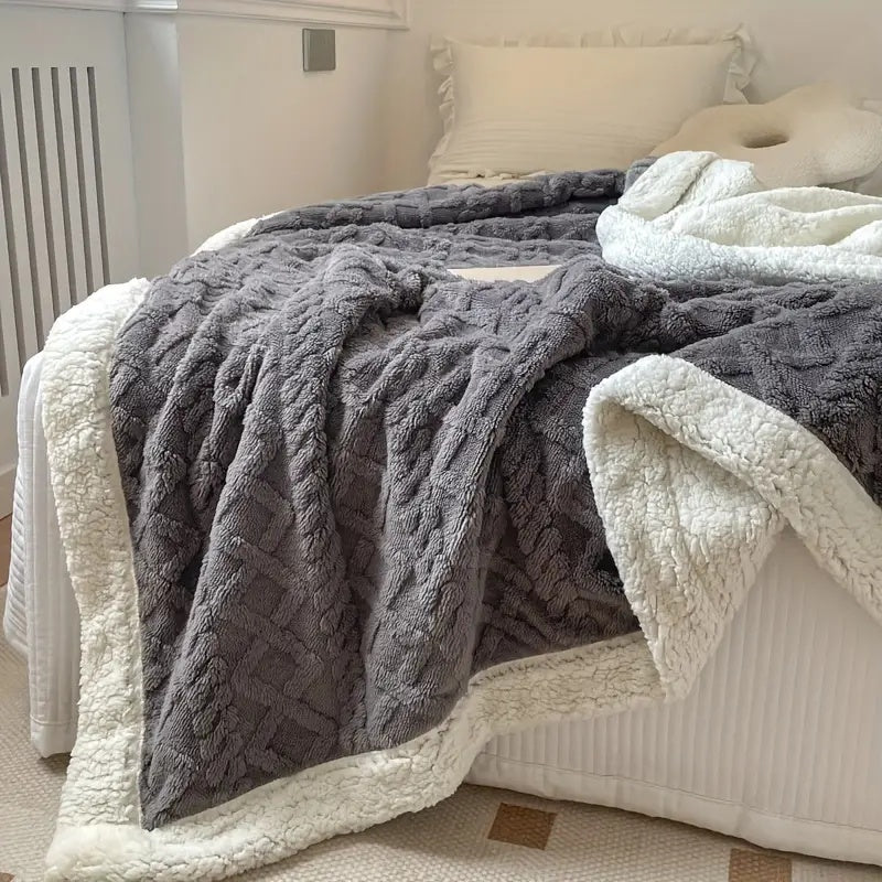 Reversible Blanket with Textured Pattern and Fleece