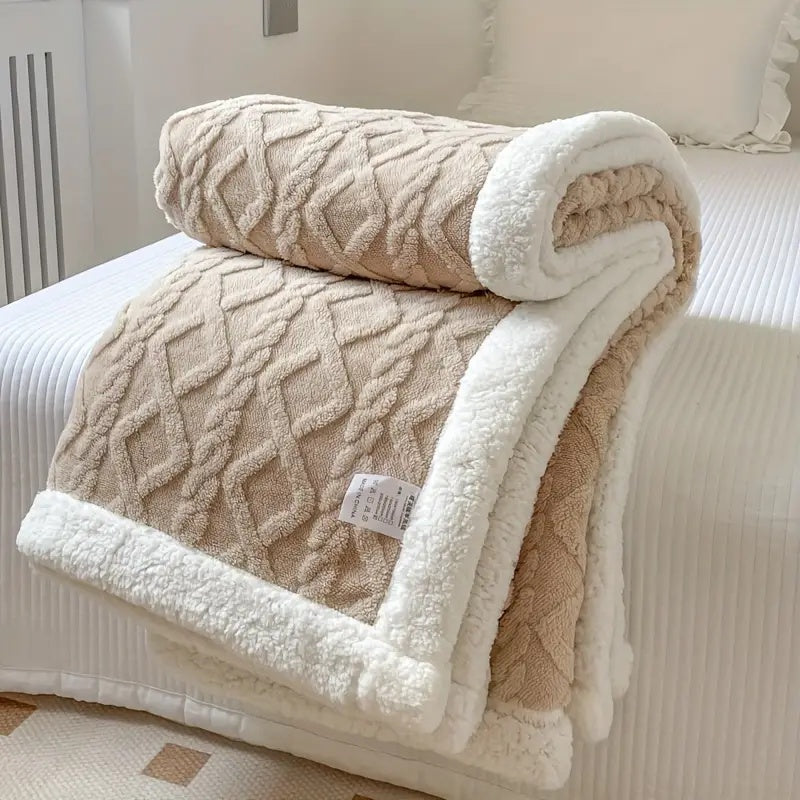 Reversible Blanket with Textured Pattern and Fleece