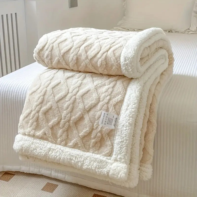 Reversible Blanket with Textured Pattern and Fleece
