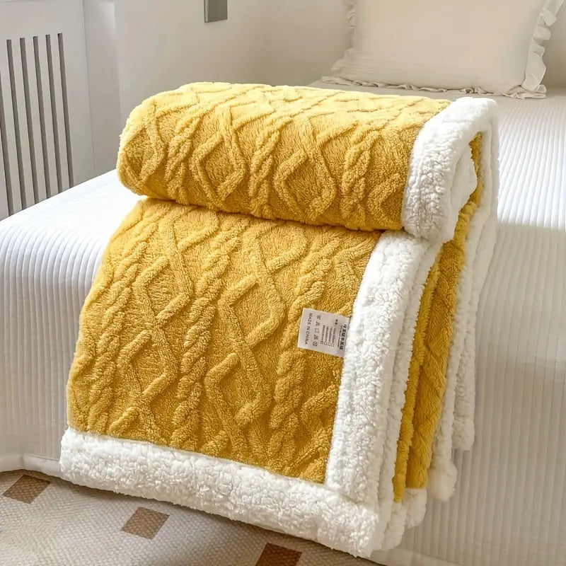 Reversible Blanket with Textured Pattern and Fleece