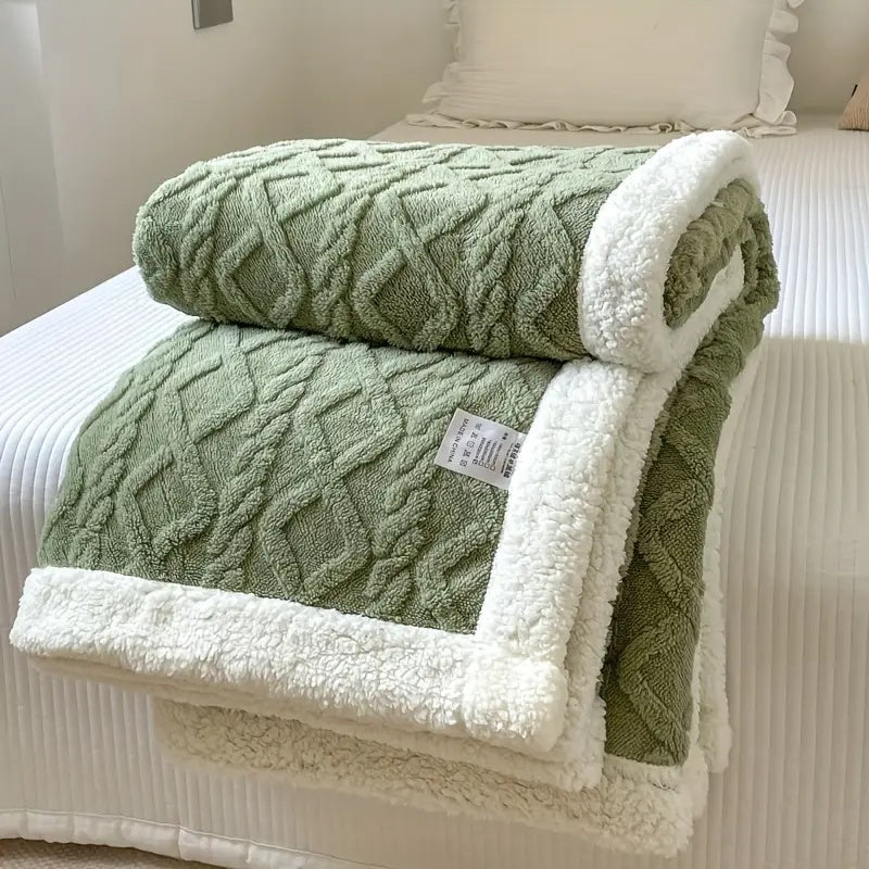 Reversible Blanket with Textured Pattern and Fleece