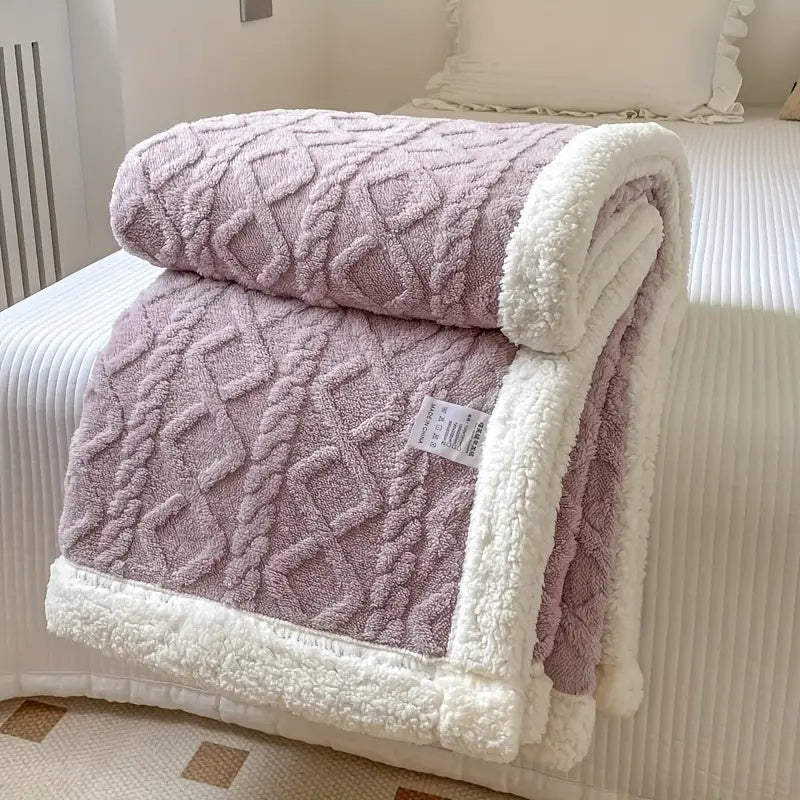 Reversible Blanket with Textured Pattern and Fleece