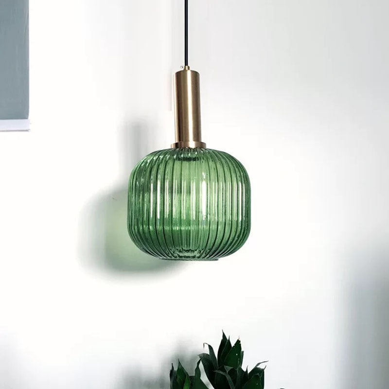 Ribbed Glass Pendant Light with Modern Crystal-Inspired Design