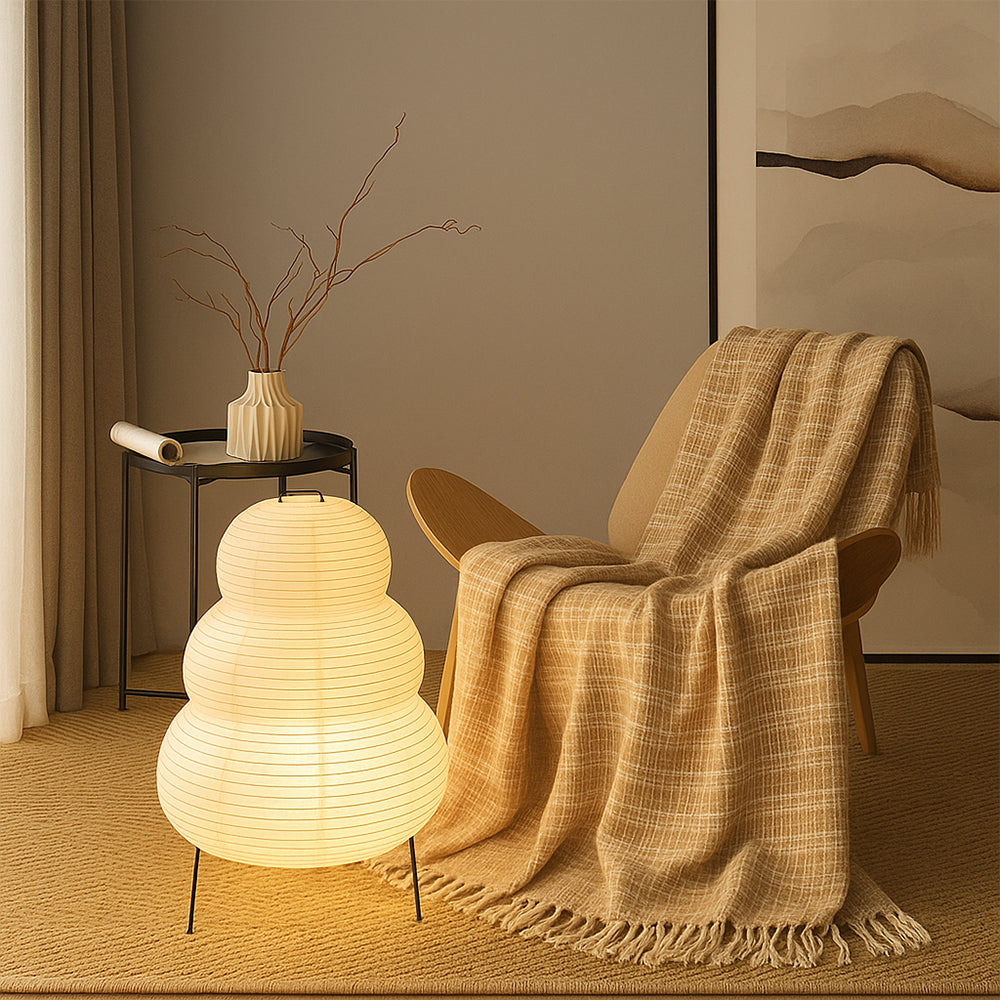 Rice Paper Floor Lamp with Japanese Design