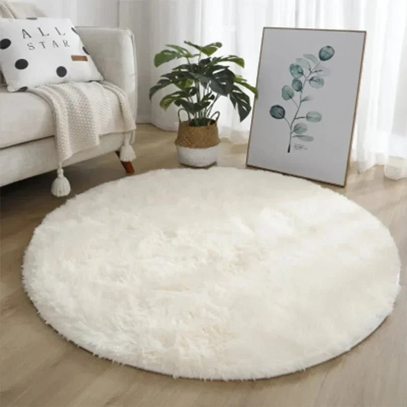 Round Plush Area Rug with Soft Shag Texture