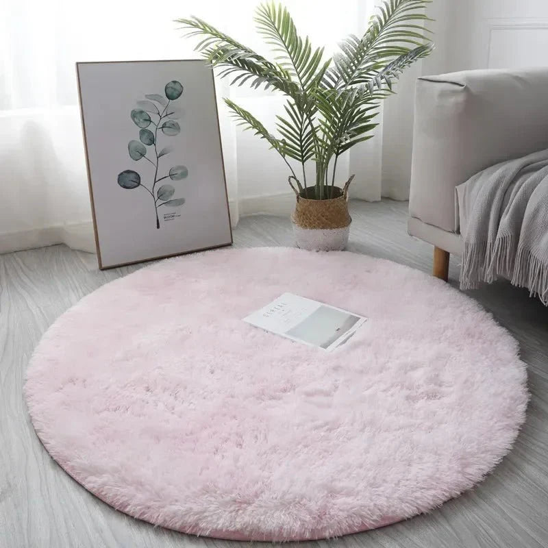Round Plush Area Rug with Soft Shag Texture