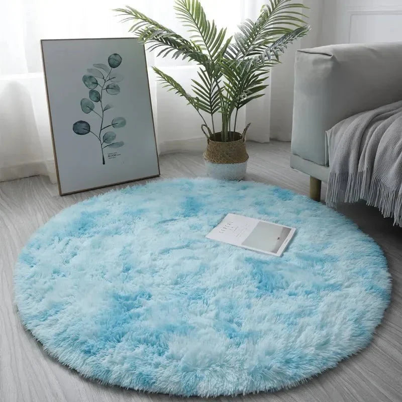 Round Plush Area Rug with Soft Shag Texture