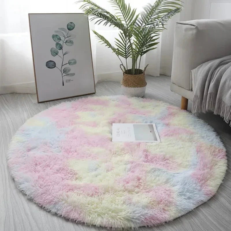 Round Plush Area Rug with Soft Shag Texture