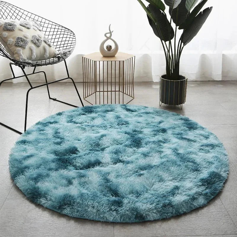 Round Plush Area Rug with Soft Shag Texture